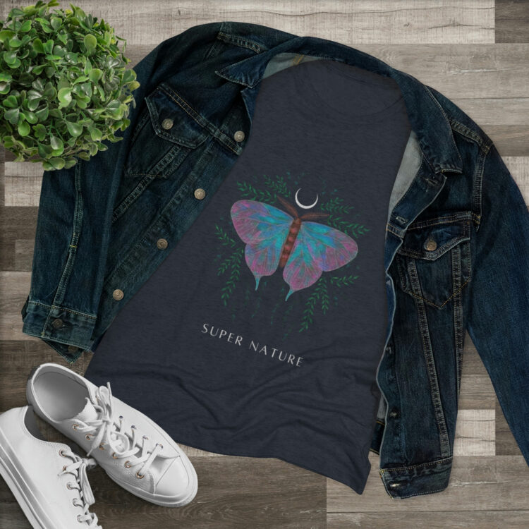 Super Nature Women's Triblend Slim Fit Tee with Butterfly Design