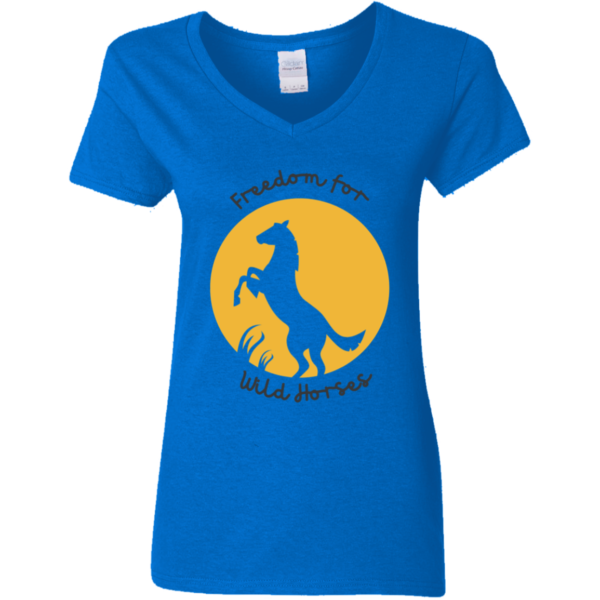 Freedom for Wild Horses (1) G500VL Ladies' 5.3 oz. V-Neck T-Shirt - Image 2