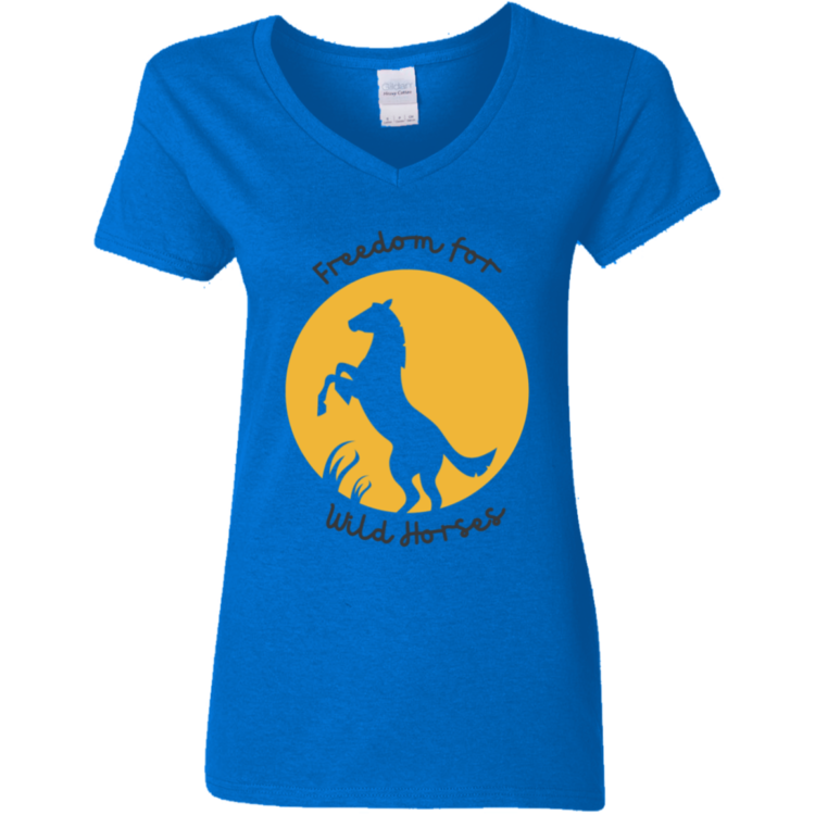 Freedom for Wild Horses (1) G500VL Ladies' 5.3 oz. V-Neck T-Shirt - Image 2