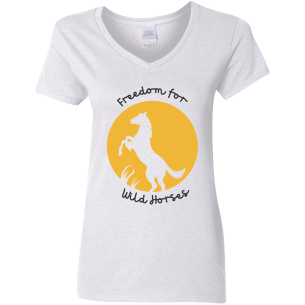 Freedom for Wild Horses (1) G500VL Ladies' 5.3 oz. V-Neck T-Shirt