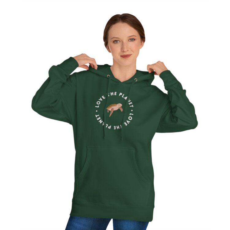 Unisex "Love the Planet" Hooded Sweatshirt - Turtle - Image 7