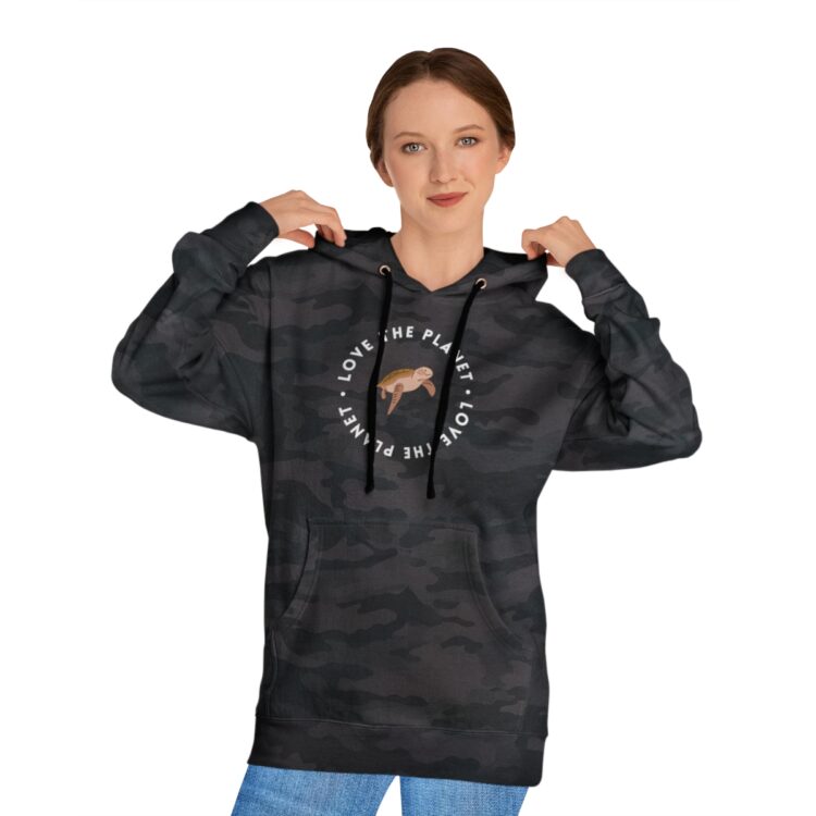 Unisex "Love the Planet" Hooded Sweatshirt - Turtle