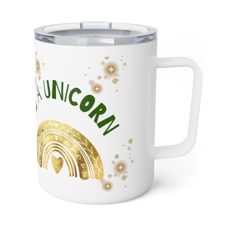 "Normal is Boring, Be a Unicorn" Insulated Christmas Mug with Lid 10oz - Image 4