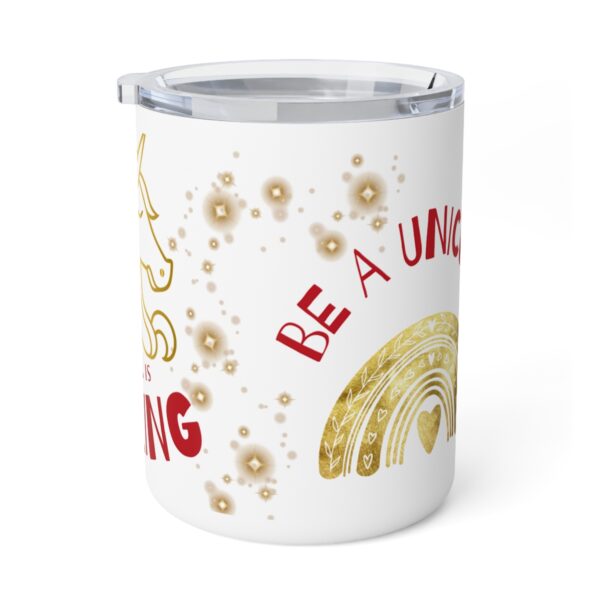 Normal is Boring, Be a Unicorn Holiday Theme Insulated Coffee Mug, 10oz (red) - Image 2